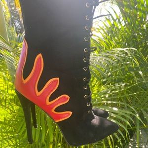 Black flame booties